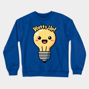 Watts Up! Cute Lightbulb Cartoon Crewneck Sweatshirt